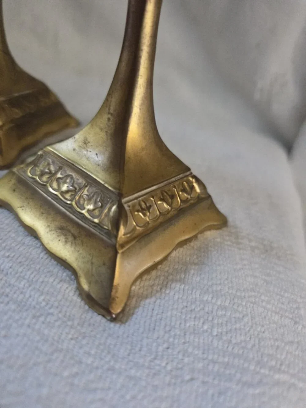 Pair Brass Square Candlestick Holders  Taper Candle Traditional Style 4